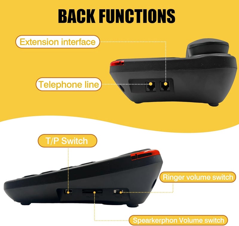 Excelltel Landline Phones for Seniors, Corded Big Button Phone with Photo Speed Dial, Volume Control, Speakerphone, Flash Alert, Easy-to-Use Desk Telephone for Elderly and Home Use (EX-LD-230-BL) - Image 4